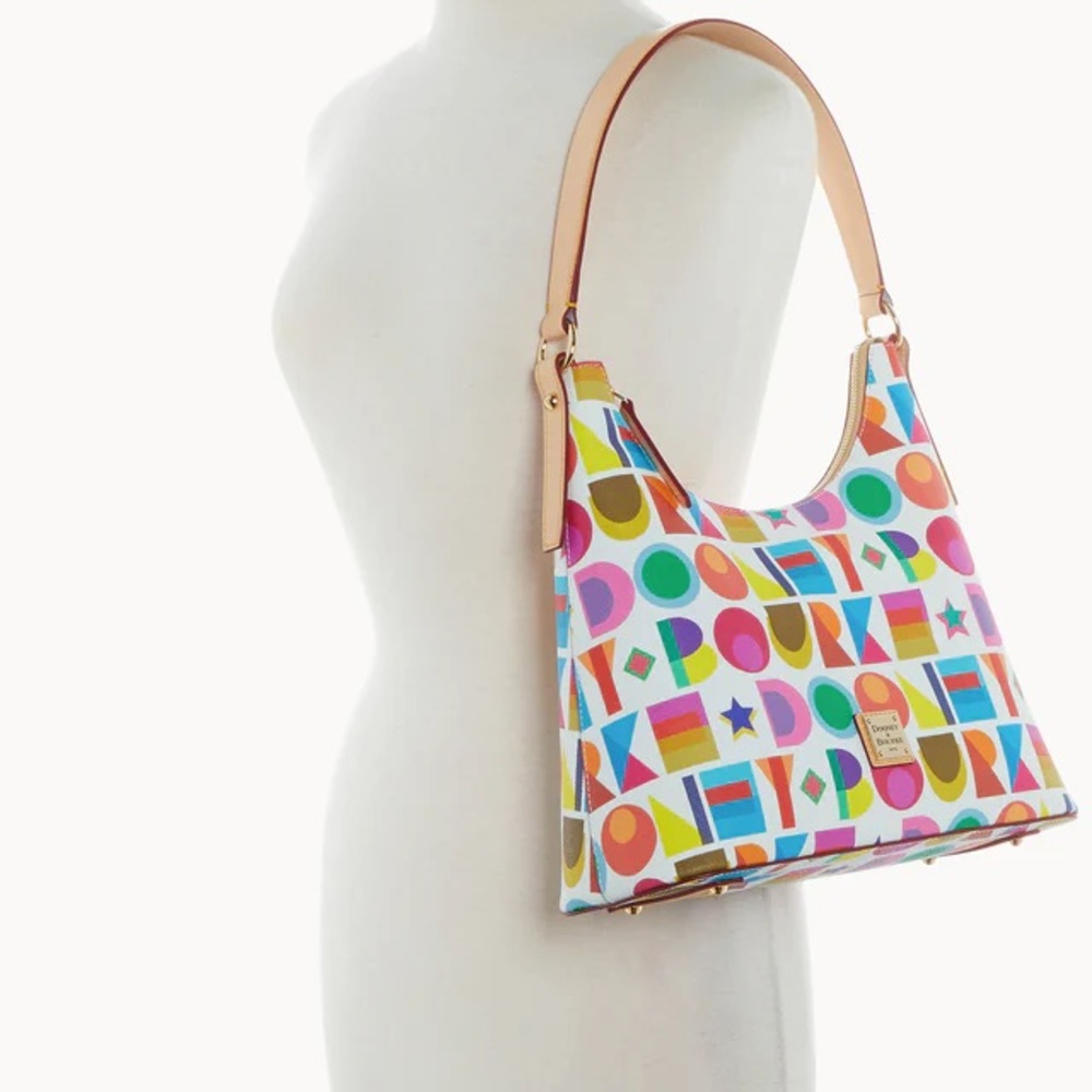 Dooney & Bourke Multicolor Logo Print Hobo Bag - Picture 12 of 17
